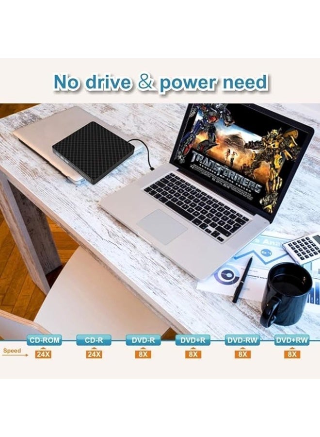 جهاز DVD خارجي USB 3.0 - خفيف وعملي - قارئ وكاتب CD/DVD سهل الاستخدام للابتوب والديسكتوب - متوافق مع ويندوز وماك - Image 1