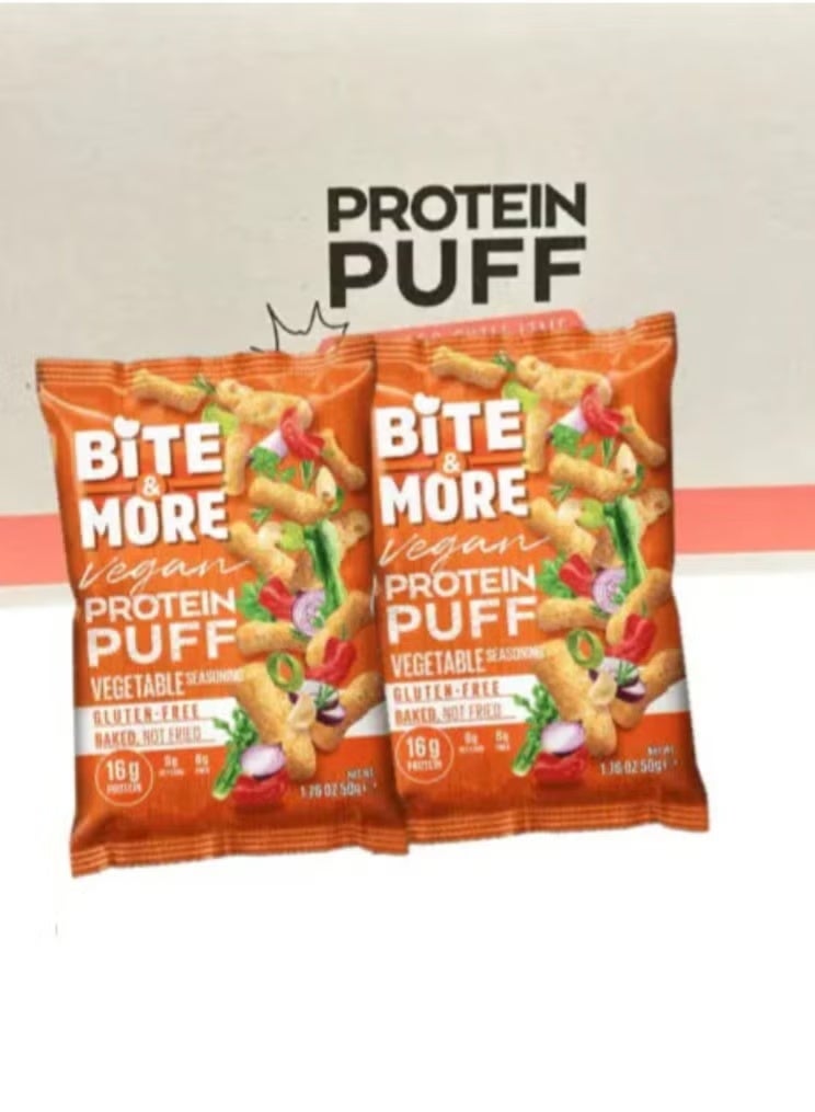 Bite & More Vegan Protein Puff – Vegetable Flavour – 50g – 16g Protein, High Fiber, Gluten-Free, Plant-Based Snack - Image 2