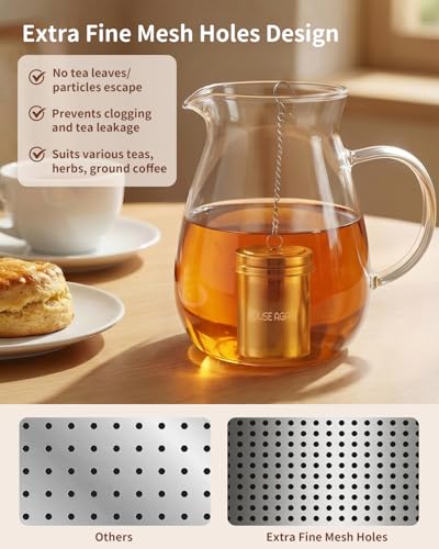 House Again Large Tea Infuser with Scoop, Extra Fine Mesh Tea Strainers for Loose Tea & Spice Infuser for Cooking, 304 Stainless Steel, Loose Leaf Tea Steeper for Brew Tea Spices & Seasonings - Image 3