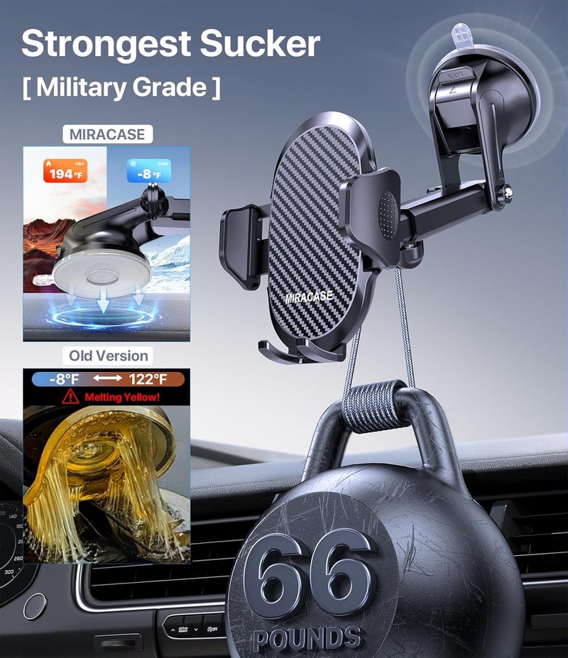 Miracase 4-in-1 Car Phone Holder - Dashboard, Windscreen, Air Vent, Desk Mount for 4.0''-7'' Smartphones - Image 2