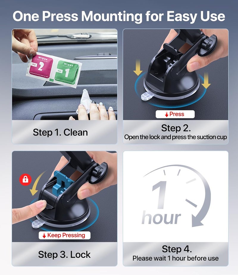 Miracase 4-in-1 Car Phone Holder - Dashboard, Windscreen, Air Vent, Desk Mount for 4.0''-7'' Smartphones - Image 5