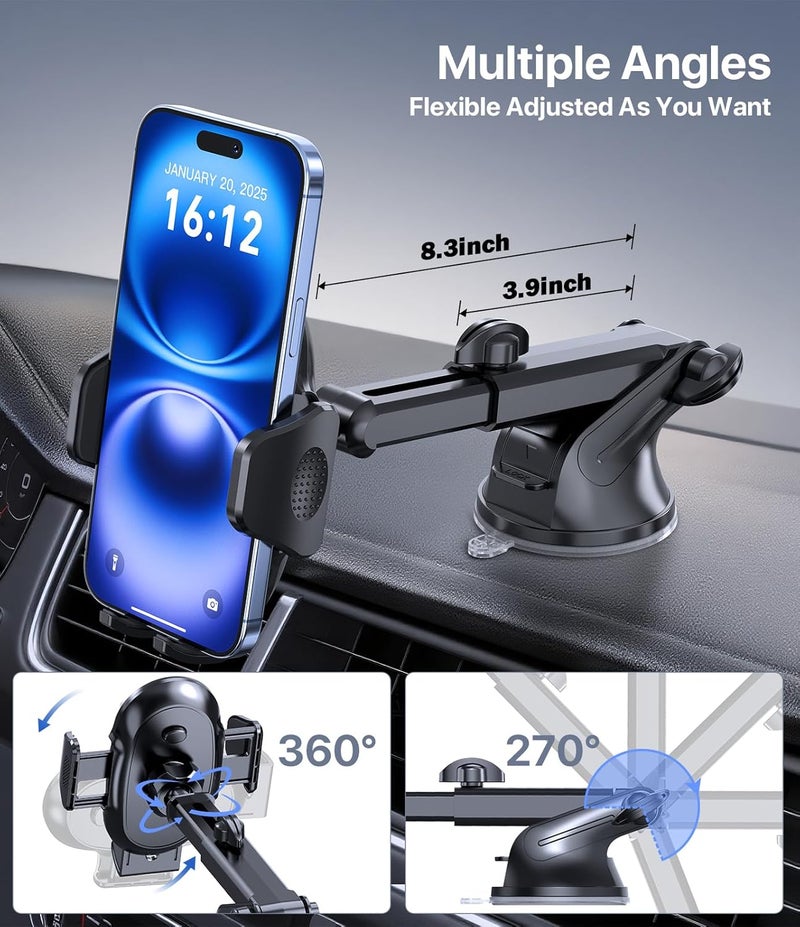Miracase 4-in-1 Car Phone Holder - Dashboard, Windscreen, Air Vent, Desk Mount for 4.0''-7'' Smartphones - Image 4