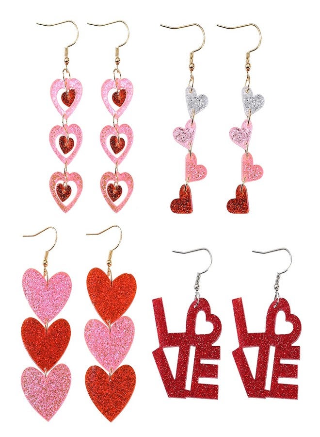 آي كانو أزواج من أقراط عيد الحب للنساء، أقراط متدلية على شكل قلب، هدايا لتزيين حفلات الزفاف، مجوهرات عيد الحب (عيد الحب) - Image 1