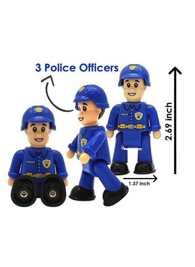 FUNERICA - Police Toy Action Figures Playset 3 Figurines Police Officers Cops Policeman Dolls For Pretend Play Family Figurines Community Helpers Little Dollhouse People For Toddlers And Kids - Image 1