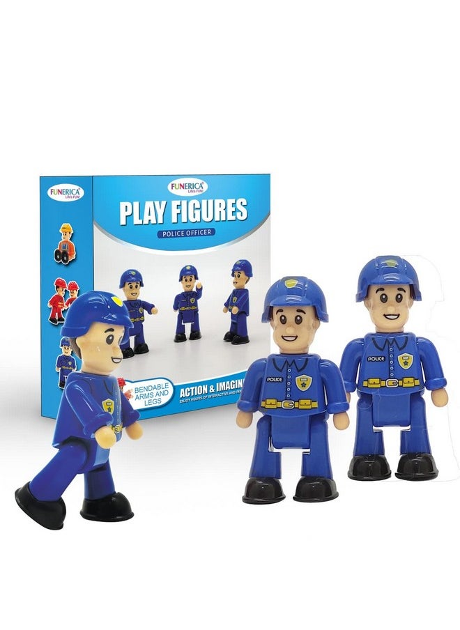 FUNERICA - Police Toy Action Figures Playset 3 Figurines Police Officers Cops Policeman Dolls For Pretend Play Family Figurines Community Helpers Little Dollhouse People For Toddlers And Kids - Image 1