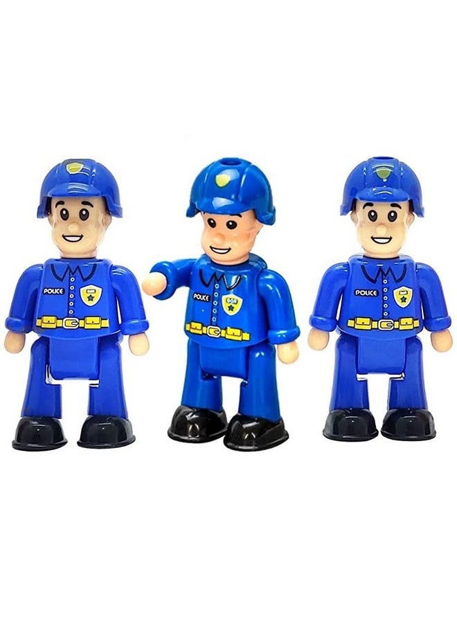 FUNERICA - Police Toy Action Figures Playset 3 Figurines Police Officers Cops Policeman Dolls For Pretend Play Family Figurines Community Helpers Little Dollhouse People For Toddlers And Kids - Image 1
