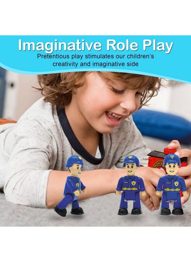FUNERICA - Police Toy Action Figures Playset 3 Figurines Police Officers Cops Policeman Dolls For Pretend Play Family Figurines Community Helpers Little Dollhouse People For Toddlers And Kids - Image 1