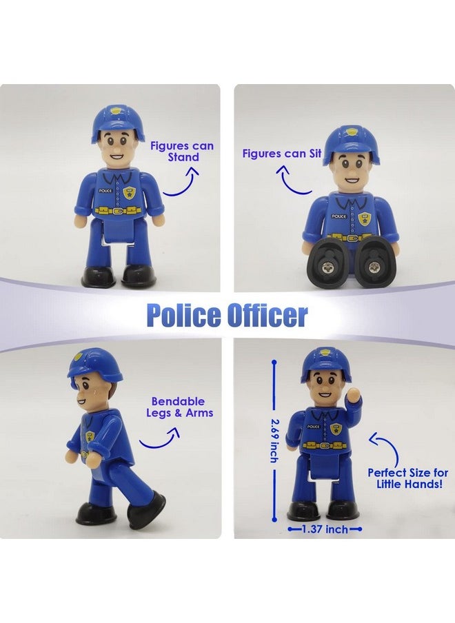 FUNERICA - Police Toy Action Figures Playset 3 Figurines Police Officers Cops Policeman Dolls For Pretend Play Family Figurines Community Helpers Little Dollhouse People For Toddlers And Kids - Image 1
