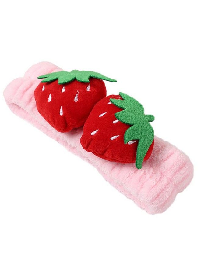 Elandy 2Pcs Cute Strawberry Headbands Washing Face Shower Hairbands Hair Band Hairhoop Elastic Spa Yoga Sports Headwraps Hair Accessories(Pink) - Image 3