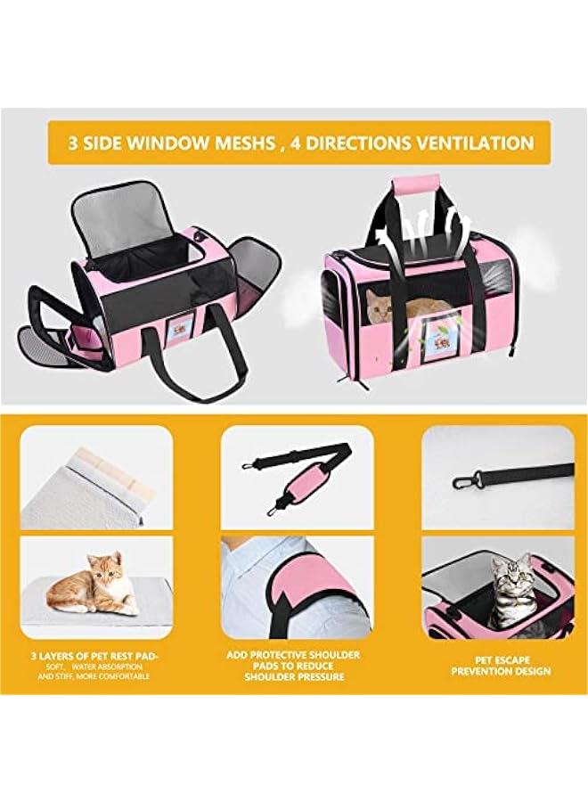 Pink TSA Approved Pet Carrier for Small Cats, Dogs, and Kittens - Collapsible Soft-Sided Cat Travel Carrier, Approved for Airline Travel with Pets under 15lb - Image 5