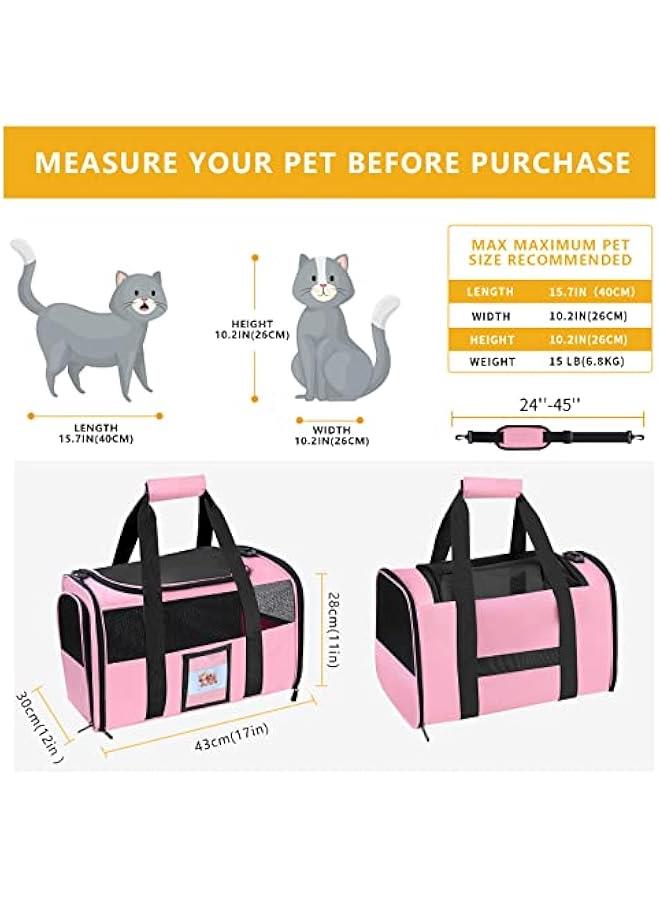 Pink TSA Approved Pet Carrier for Small Cats, Dogs, and Kittens - Collapsible Soft-Sided Cat Travel Carrier, Approved for Airline Travel with Pets under 15lb - Image 2