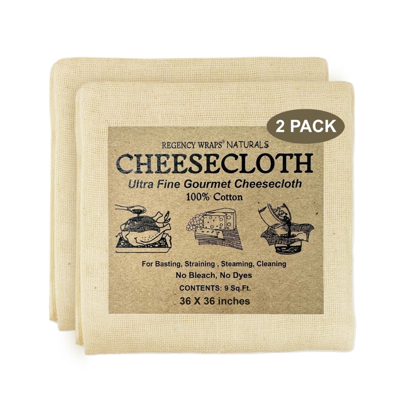 Regency Wraps 100 Cotton Ultra Fine Natural Cheese Cloth 18sqft 36 X36 2 pcs Chef Grade for Basting Turkey Canning Straining Cheesemaking