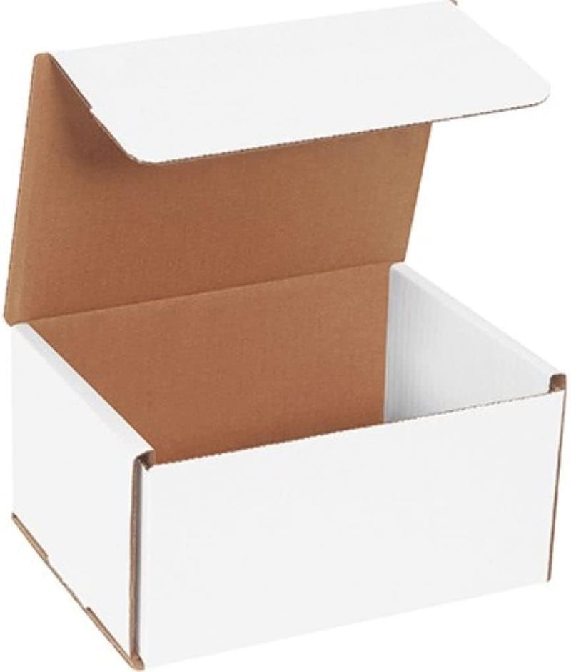 Secure Seal Shipping Boxes - 8x6x4" Mailers - White Foldable Corrugated Cardboard Packaging for Mailing, Moving, Storage, and Organizing - Strong Lightweight Foldable (Bulk 50 Pack) - Image 1