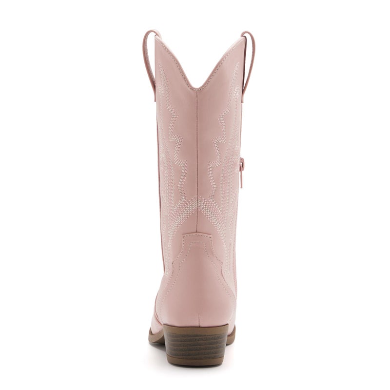 vodvob Kids Western Boots Embroidered Cowgirl Cowboy Boots Boys Girls Mid Calf Round Toe Riding Shoes Little Kid/Big Kid - Image 4