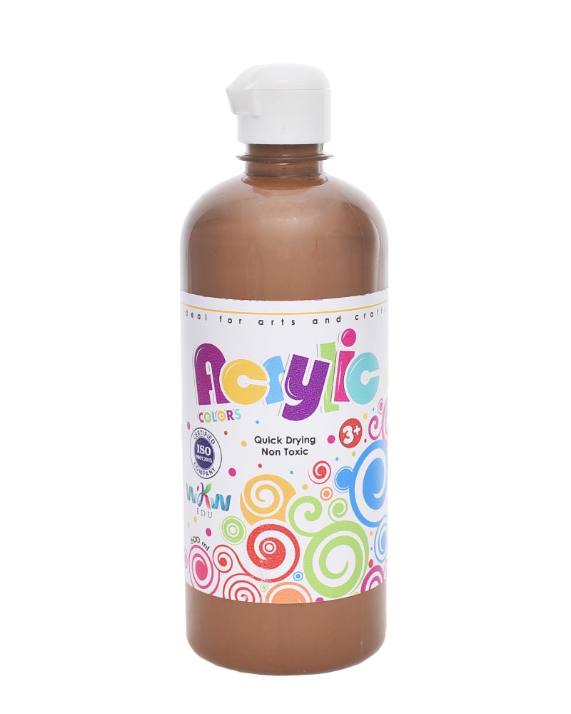 WKW High Quality Acrylic Color 600Ml For Professional Craft Paint, Art, Artists Beginners, Rocks, Wood, Fabric - Brown