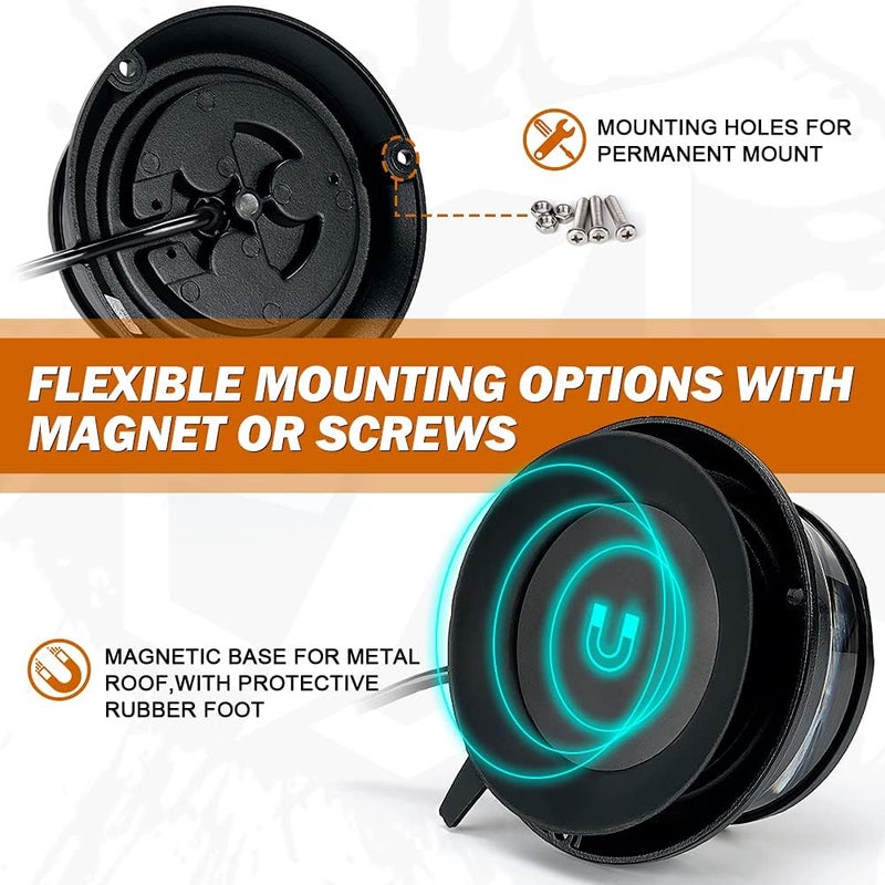 Xprite LED Rotating Beacon Light - 4.5 Inch Super Bright Strobe Light with Magnetic Base for 12-24V Vehicles - Amber - Image 5