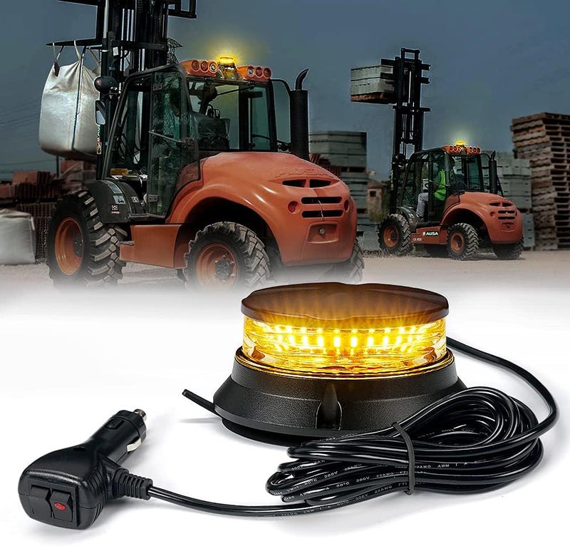 Xprite LED Rotating Beacon Light - 4.5 Inch Super Bright Strobe Light with Magnetic Base for 12-24V Vehicles - Amber - Image 1