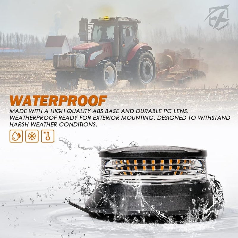 Xprite LED Rotating Beacon Light - 4.5 Inch Super Bright Strobe Light with Magnetic Base for 12-24V Vehicles - Amber - Image 3