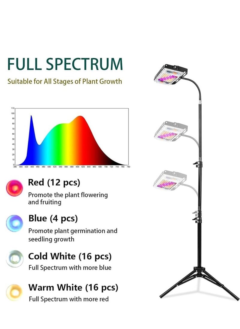 DMG TECH - Plant Grow Light with Stand 150W Full Spectrum Plant Lamp LED Standing Floor Grow Lamp Adjustable Tripod Stand - Image 1