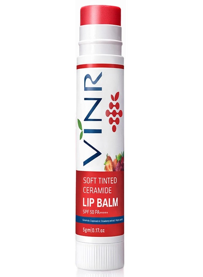 VINR Tinted Lip Balm for Pigmented Lips SPF 50 PA+++ | Kojic Acid, Niacinamide & Ceramide Lip Care | Strawberry Lip Balm for Dry & Damaged Lips (5g Pack of 1 - Image 1