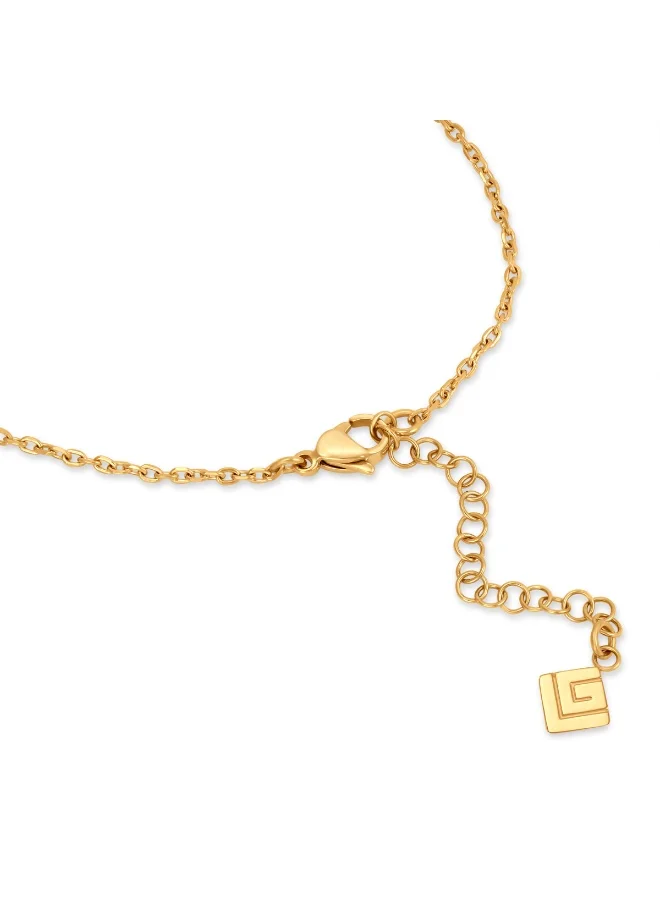 Guy Laroche  Ella Big Stainless Steel & Gold-Plated Flip Necklace with Mother of Pearl & Monogram for Women | Best Price UAE