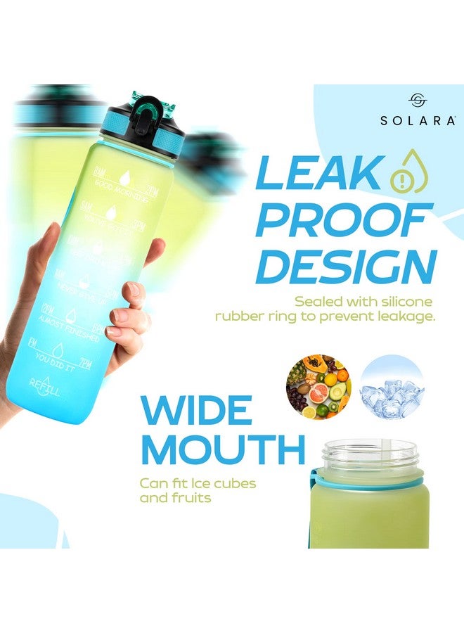 SOLARA Sipper Water Bottle for adults 1 Litre, Leakproof, BPA-Free & Durable Tritan, Water Bottle for Gym, Kids, School & Office, Motivational Time Marker, 1Ltr Sipper Bottle with straw, Blue Hawai - Image 3