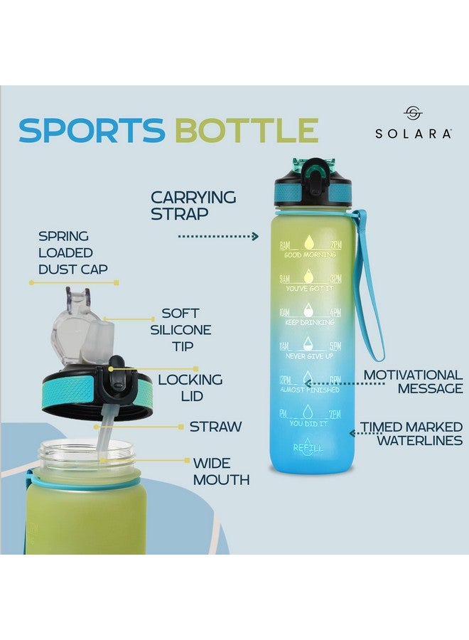 SOLARA Sipper Water Bottle for adults 1 Litre, Leakproof, BPA-Free & Durable Tritan, Water Bottle for Gym, Kids, School & Office, Motivational Time Marker, 1Ltr Sipper Bottle with straw, Blue Hawai - Image 2