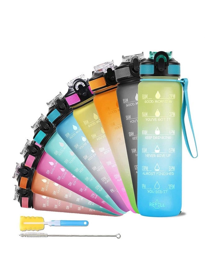 SOLARA Sipper Water Bottle for adults 1 Litre, Leakproof, BPA-Free & Durable Tritan, Water Bottle for Gym, Kids, School & Office, Motivational Time Marker, 1Ltr Sipper Bottle with straw, Blue Hawai - Image 1