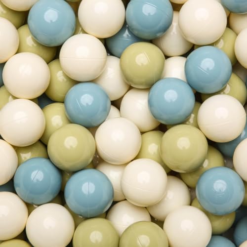 GOGOSO Ball Pit Balls 215inch Plasticsball for Kids Toddlers Birthday Gifts Summer Vibrant Colors Visual Stimulation Xmas Decor100pcs Creamy GreenCreamy Blue Soft White - Image 1