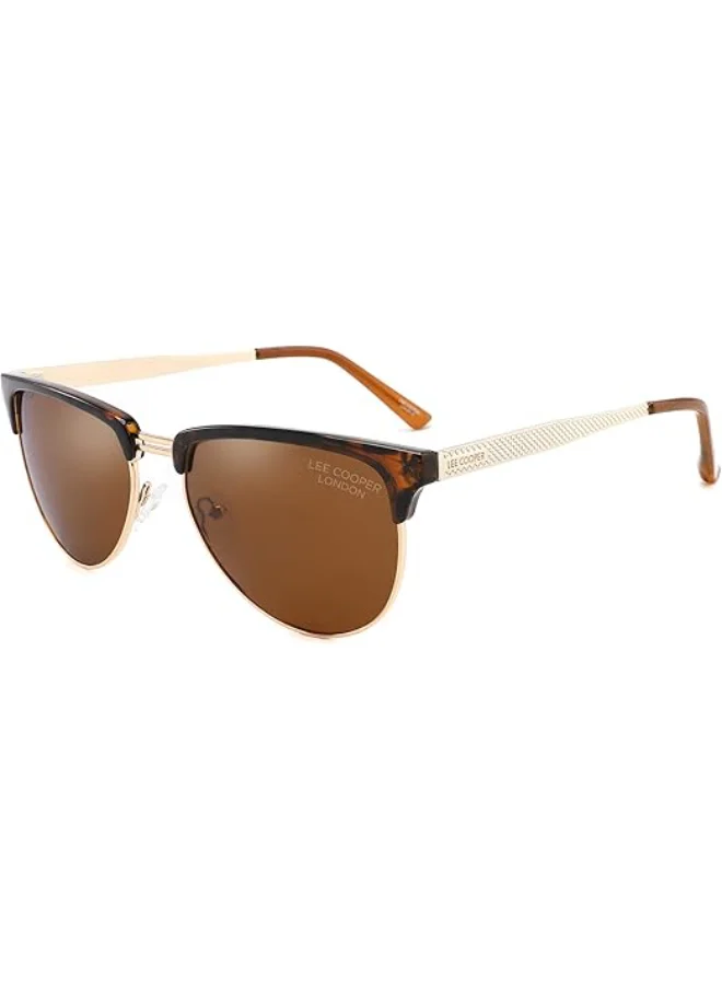 لي كوبر Polarized Sunglasses Demi Frame Brown Mirror Lens 5mm  - LC1026C03