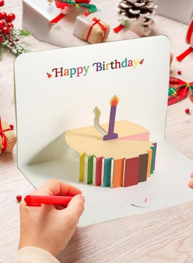 3 قطع بطاقة عيد ميلاد سعيد ثلاثية الأبعاد، بطاقات عيد ميلاد منبثقة ورقية مع بطاقة فارغة ومغلف، هدية عيد ميلاد فريدة للنساء والرجال والأطفال والزوج والزوجة والأم والأب والابنة - Image 3