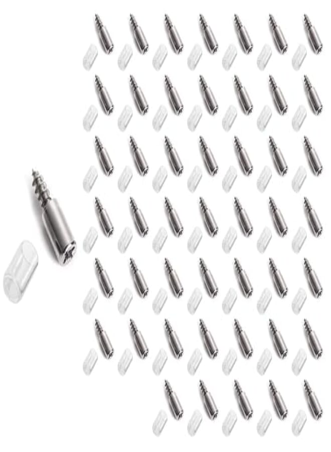 48 Pieces Metal Shelf Screws with Clear Rubber Cover, Wood Shelf Mount, Glass Shelf Brackets, Wood and Glass Shelf Brackets