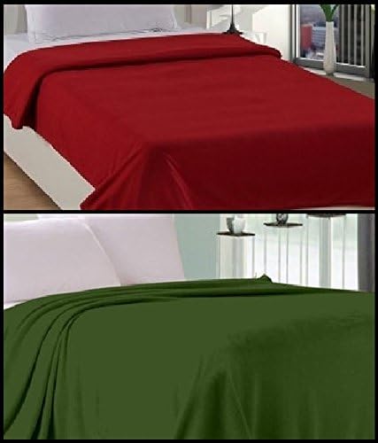 Goyal's ® Single Fleece Blanket Set of 2 (Red & Green) - Image 2