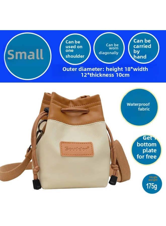 Sudiro Leather Film Liner Single Shoulder Diagonal Portable Waterproof Micro Single SLR Camera Drawstring Storage Bag-Color:[small Size] Creamy-white  - Image 1