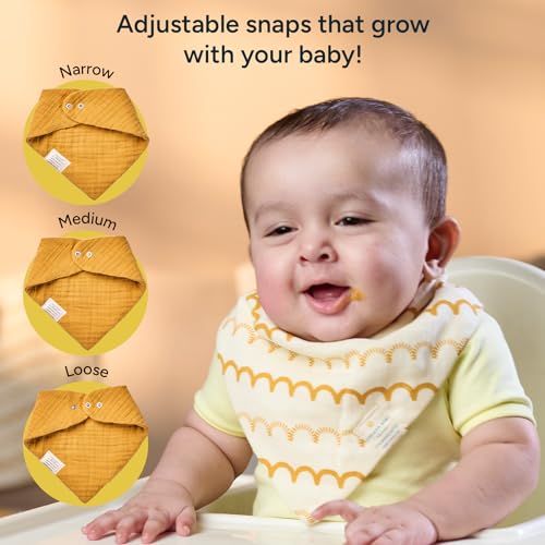 NINTARABABY Bandana Bibs – 100% Organic Premium Muslin Cotton, Absorbent, Waterproof, Extra-Soft, Adjustable, Lightweight & Durable, Perfect for Newborns, Babies & Toddlers Ages 0-3, Pack of 2 - Image 4