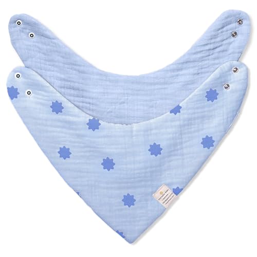 NINTARABABY Bandana Bibs – 100% Organic Premium Muslin Cotton, Absorbent, Waterproof, Extra-Soft, Adjustable, Lightweight & Durable, Perfect for Newborns, Babies & Toddlers Ages 0-3, Pack of 2 - Image 1