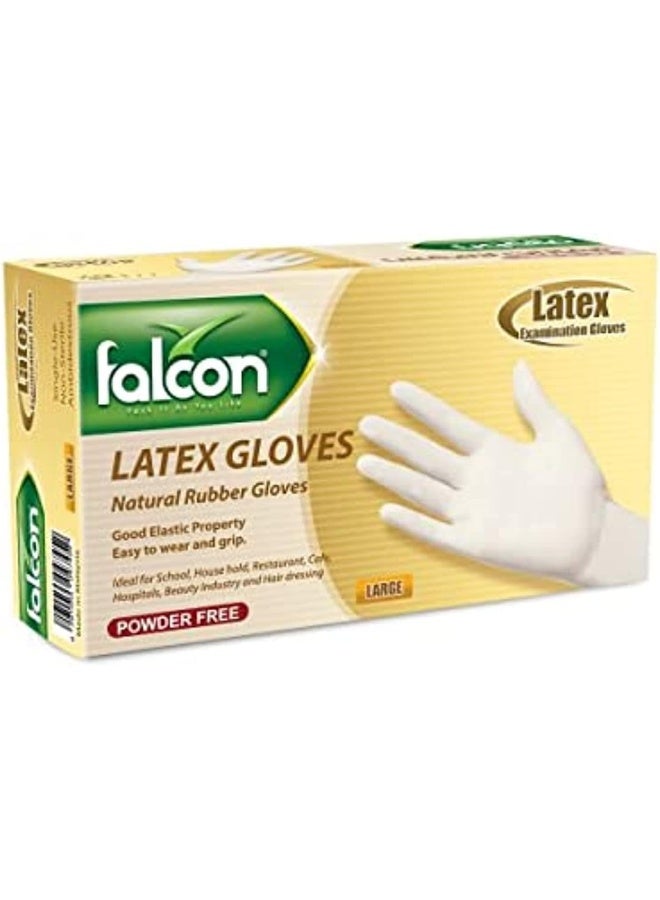 Falcon Latex Gloves (Large) Powder Free - 100 Pieces  - Image 1