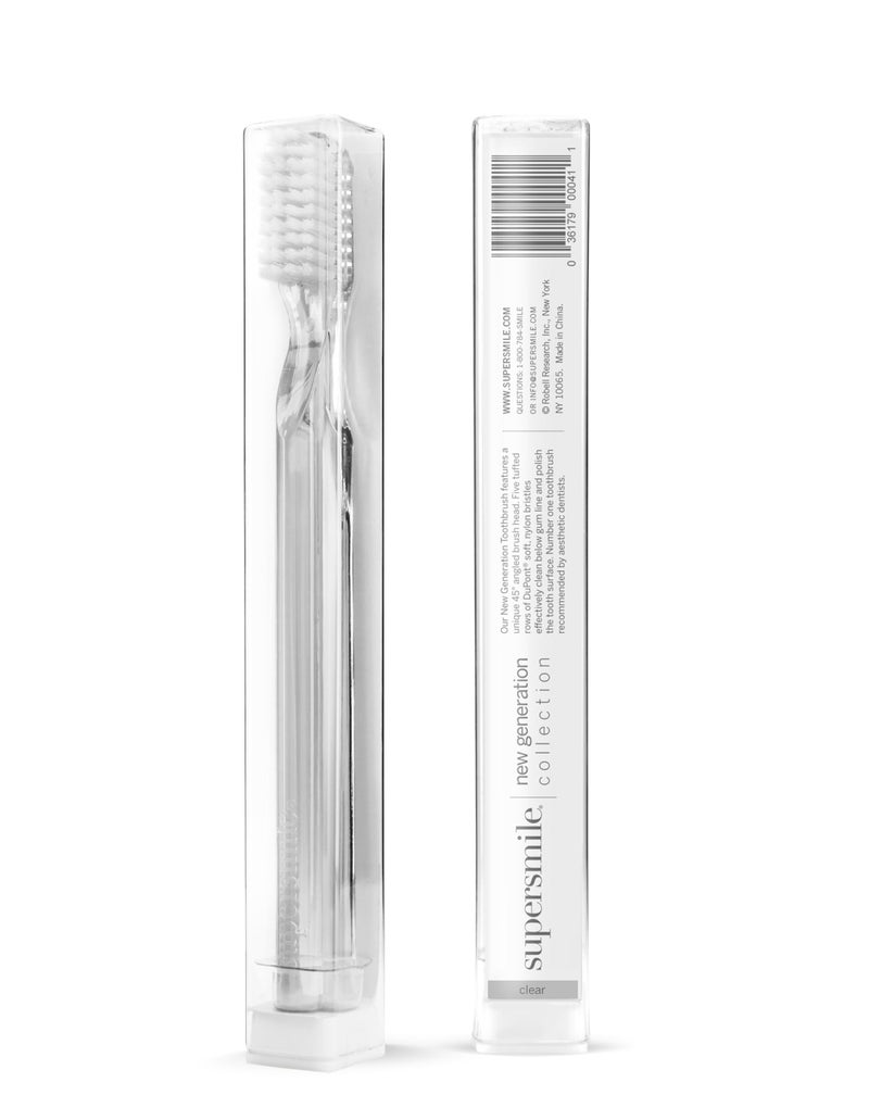Supersmile New Generation Toothbrush w/Patented 45Â° Soft Nylon Bristles - Whitening Tooth Brush w/Ergonomic Handle Guarantees ADA Recommended Brushing Angle for Adults & Children (Clear),1 Count - Image 2