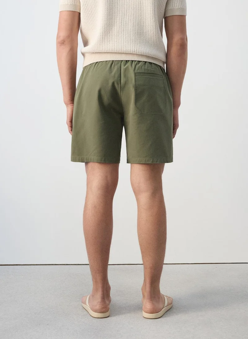 Mango Man Cotton lyocell bermuda shorts