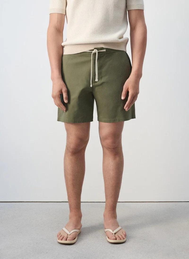 Mango Man Cotton lyocell bermuda shorts