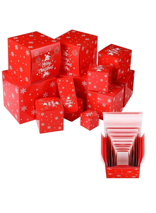 TecUnite 12 Pcs Christmas Prank Gift Box Nesting Gift Boxes Merry Christmas Gift Box Funny Prank Boxes For Christmas Birthday Wrapping Gift (1.9-6.3 Inch) - Image 1