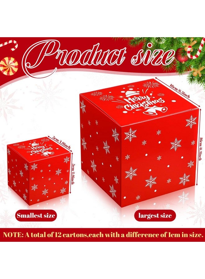 TecUnite 12 Pcs Christmas Prank Gift Box Nesting Gift Boxes Merry Christmas Gift Box Funny Prank Boxes For Christmas Birthday Wrapping Gift (1.9-6.3 Inch) - Image 3
