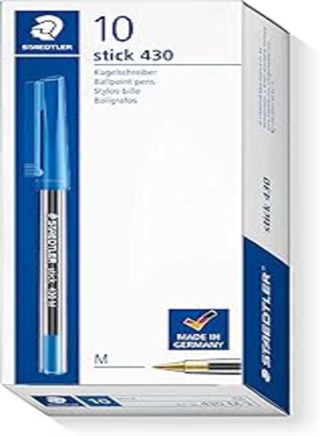 Staedtler stick 430m-3 ballpoint pen - pack of 10 - blue