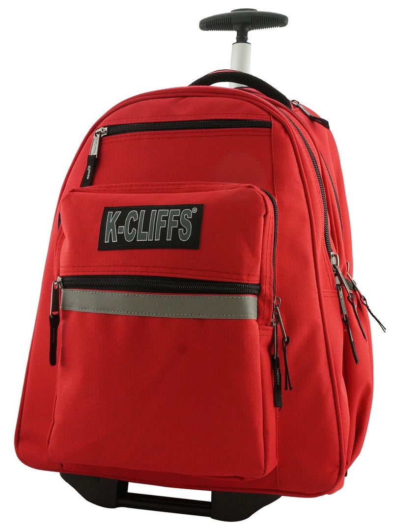 K-Cliffs Heavy Duty Rolling Backpack School Bookbag with Wheels Deluxe Wheeled Daypackâ€¦ - Image 1