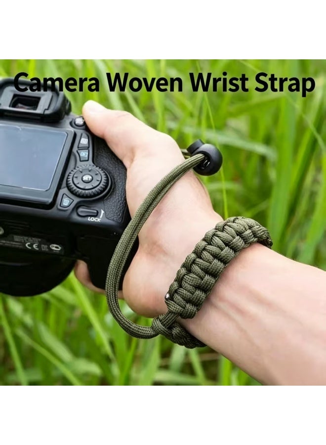 Woven Nylon Paracord Camera Wrist Strap for DSLR Mirrorless Cameras - Olive Green - Image 3