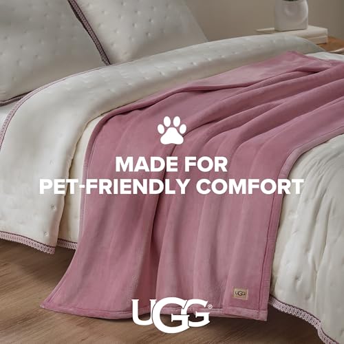 UGG Coco Plush Fleece Throw Blanket – Soft & Cozy Blanket for Couch, Bed & Sofa, Perfect for Home Decor, House Warming Gifts or Luxurious Birthday Gifts for Women, 50" x 70", Pink Dusty Orchid - Image 4