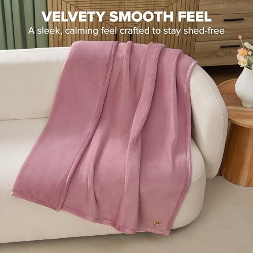 UGG Coco Plush Fleece Throw Blanket – Soft & Cozy Blanket for Couch, Bed & Sofa, Perfect for Home Decor, House Warming Gifts or Luxurious Birthday Gifts for Women, 50" x 70", Pink Dusty Orchid - Image 3