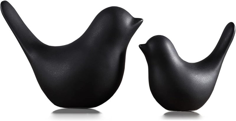X spring Bird Statue Decor, 2 Pack Black Ceramic Animal Figurines, Office Desk Shelf Decor, Elegant Home Decorative Accessories for Living Room, Small Bird Sculpture Ornaments for Indoor Display - Image 1