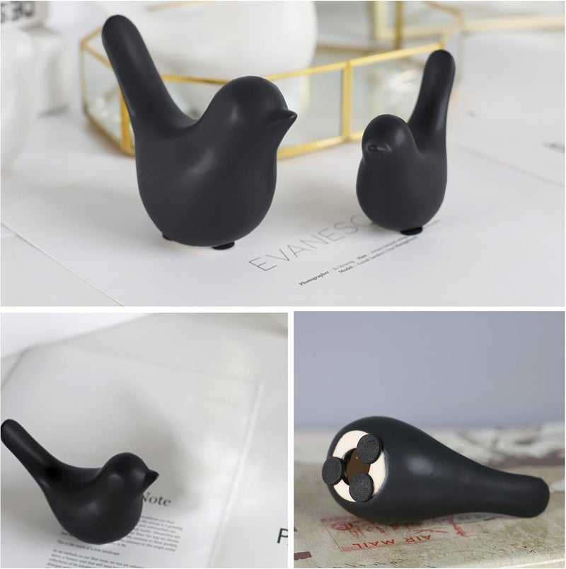 X spring Bird Statue Decor, 2 Pack Black Ceramic Animal Figurines, Office Desk Shelf Decor, Elegant Home Decorative Accessories for Living Room, Small Bird Sculpture Ornaments for Indoor Display - Image 3