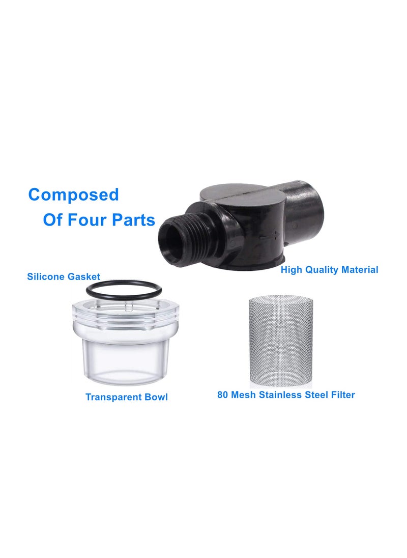 SYOSI - 2 Pcs Twist-On Pipe Water Pump Strainer, RV Water Pump Filter Compatible With Shurflo Or Wfco,1/2 Inch Npsm Inlet/Outlet With 80 Mesh Stainless Steel Filter Screen For RV Marine Replacement - Image 1